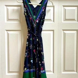 Ann Taylor wrap style blue/floral dress